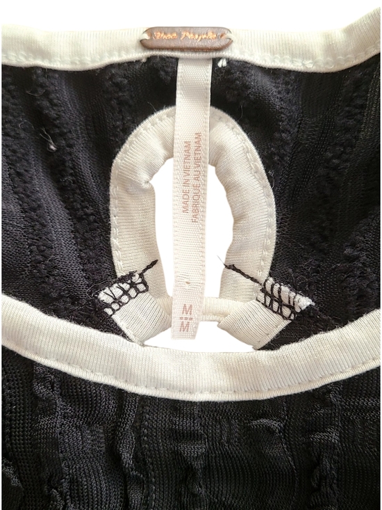 Free People Black Tank Top with White Trim Open Back Tie - Picture 4 of 6